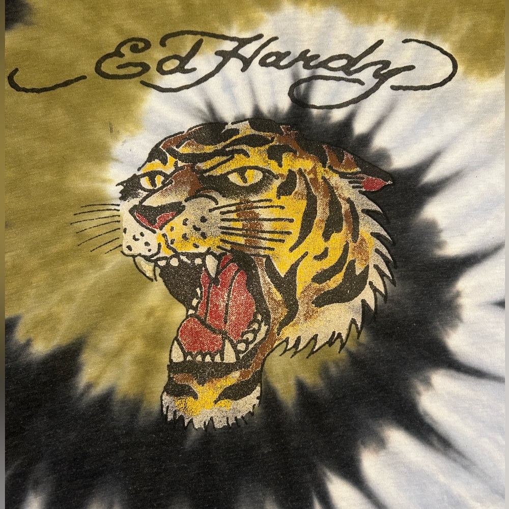 ED HARDY Y2K Tiger Head Tie Dye Graphic T-Shirt - Picture 6 of 13